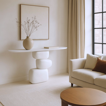 STONE CONSOLE TABLE WHITE
